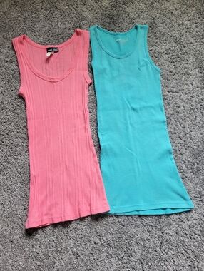 Wet Seal Coral and Aqua Ribbed Tank Top Bundle Size Xsm